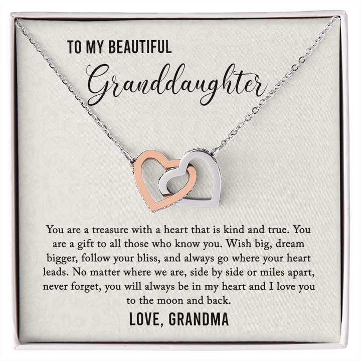 To Granddaughter - Interlocking Hearts Necklace | Felvar Family Gifts